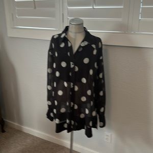 Topshop Polka Dot Black & White Sheer Oversized Blouse Size 12 US UK 16. Used